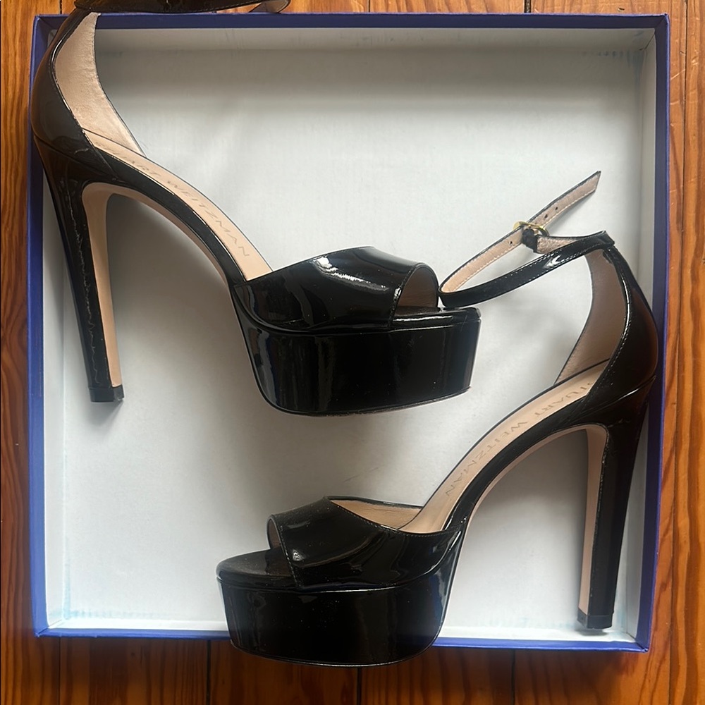 Stuart Weitzman Black Patent Leather Platform Heels